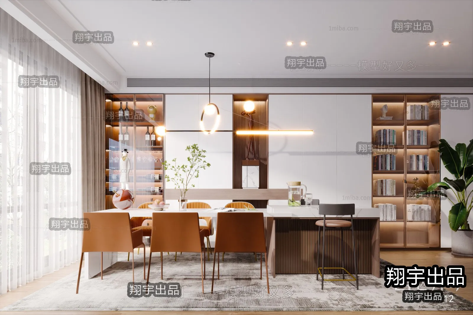 Dining Room – Modern Style Interior 3D Scenes – 001