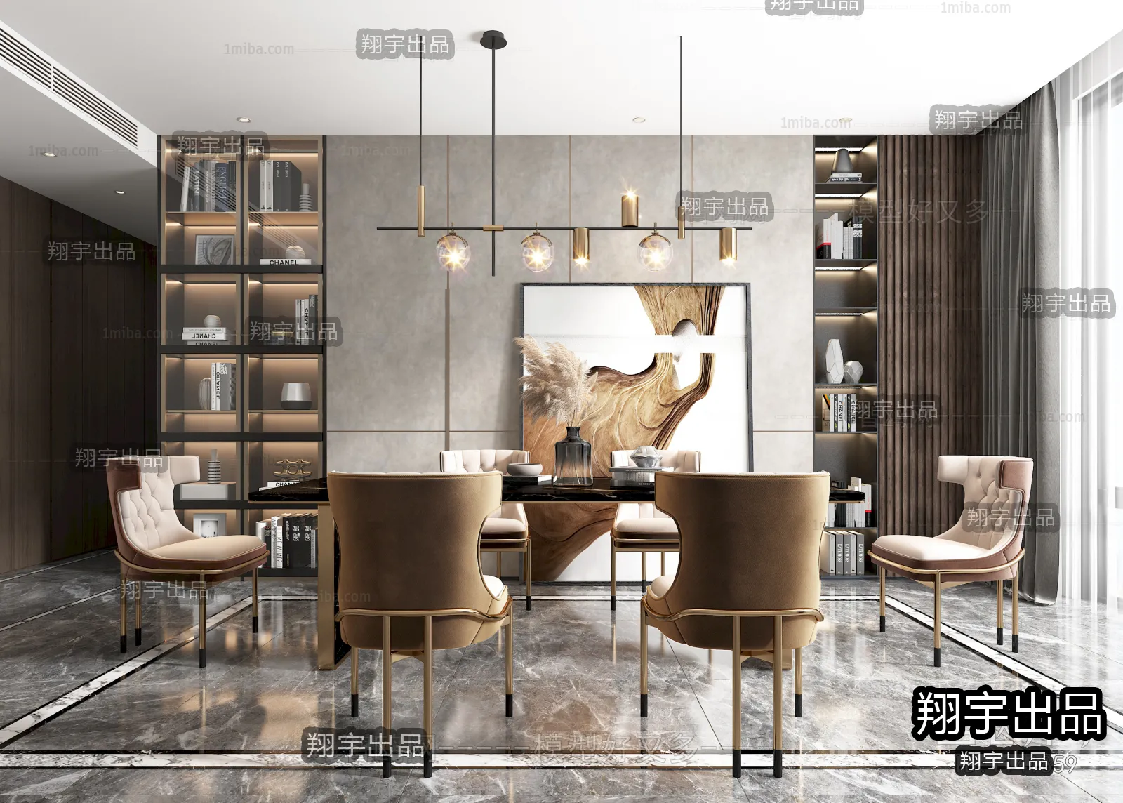 Dining Room – Modern Style Interior 3D Scenes – 002