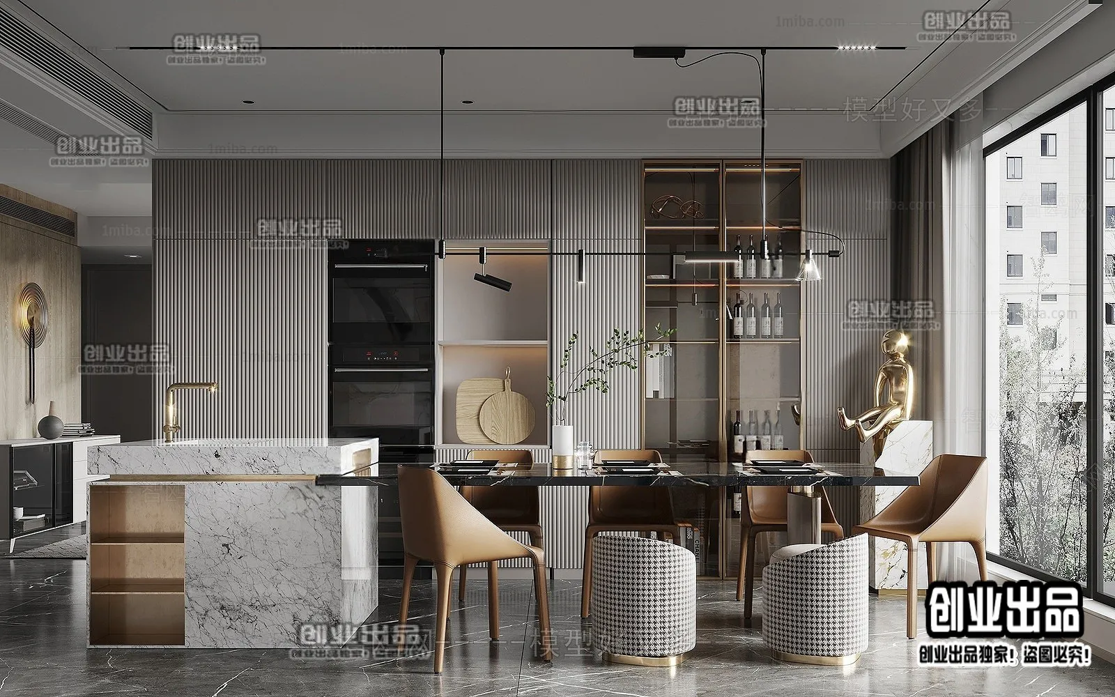 Dining Room – Modern Style Interior 3D Scenes – 003