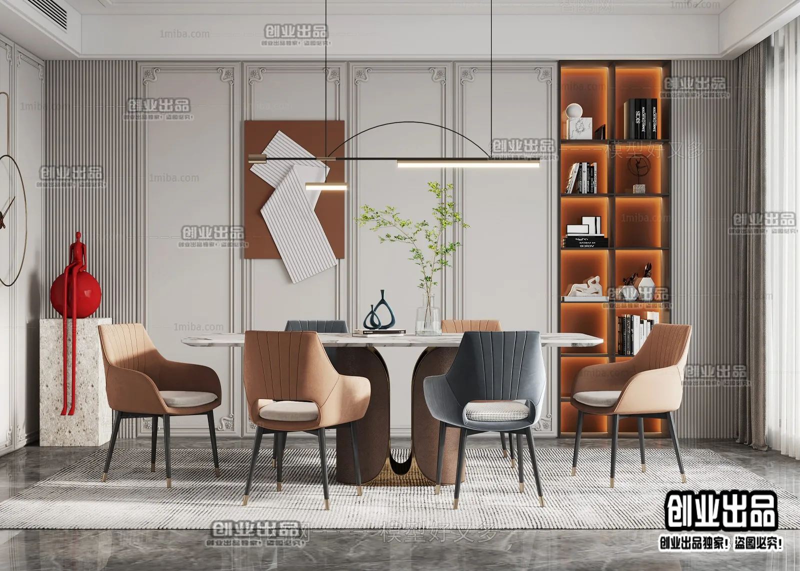 Dining Room – Modern Style Interior 3D Scenes – 004