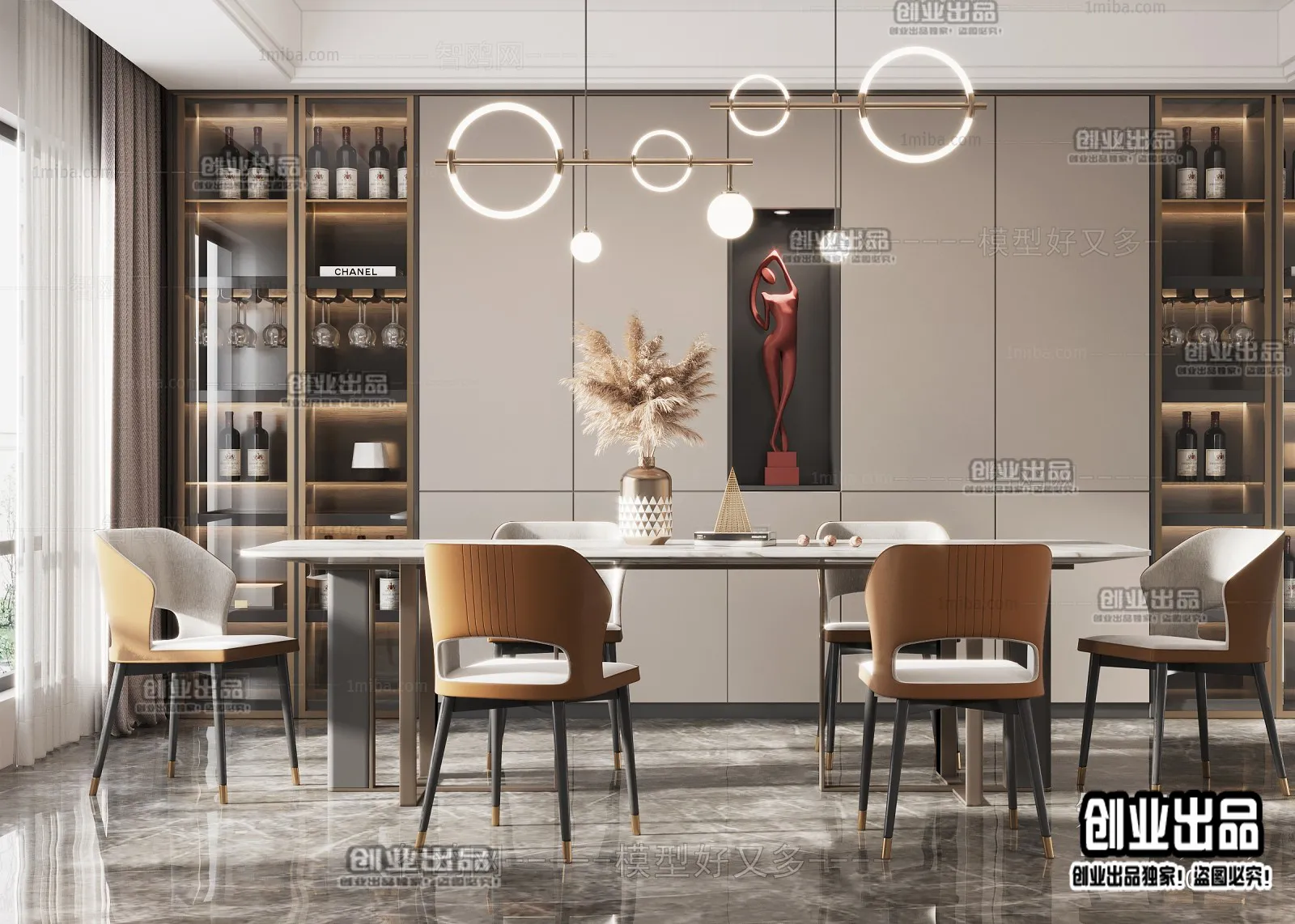 Dining Room – Modern Style Interior 3D Scenes – 005