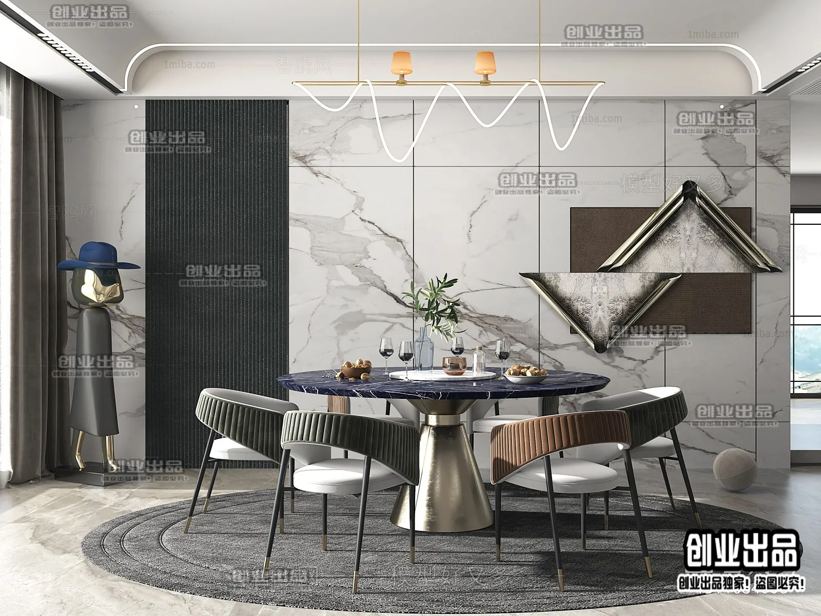 Dining Room – Modern Style Interior 3D Scenes – 007