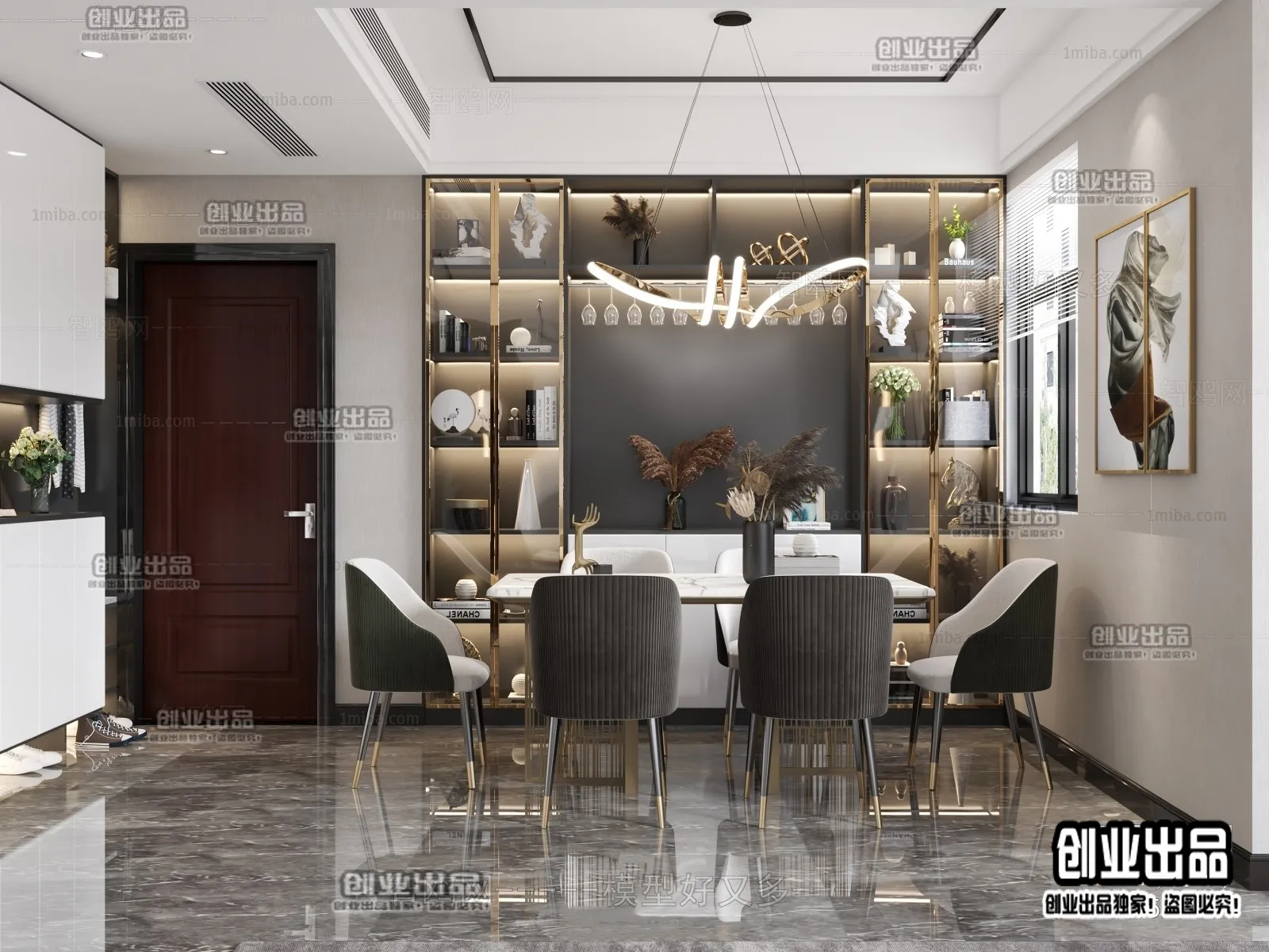 Dining Room – Modern Style Interior 3D Scenes – 009