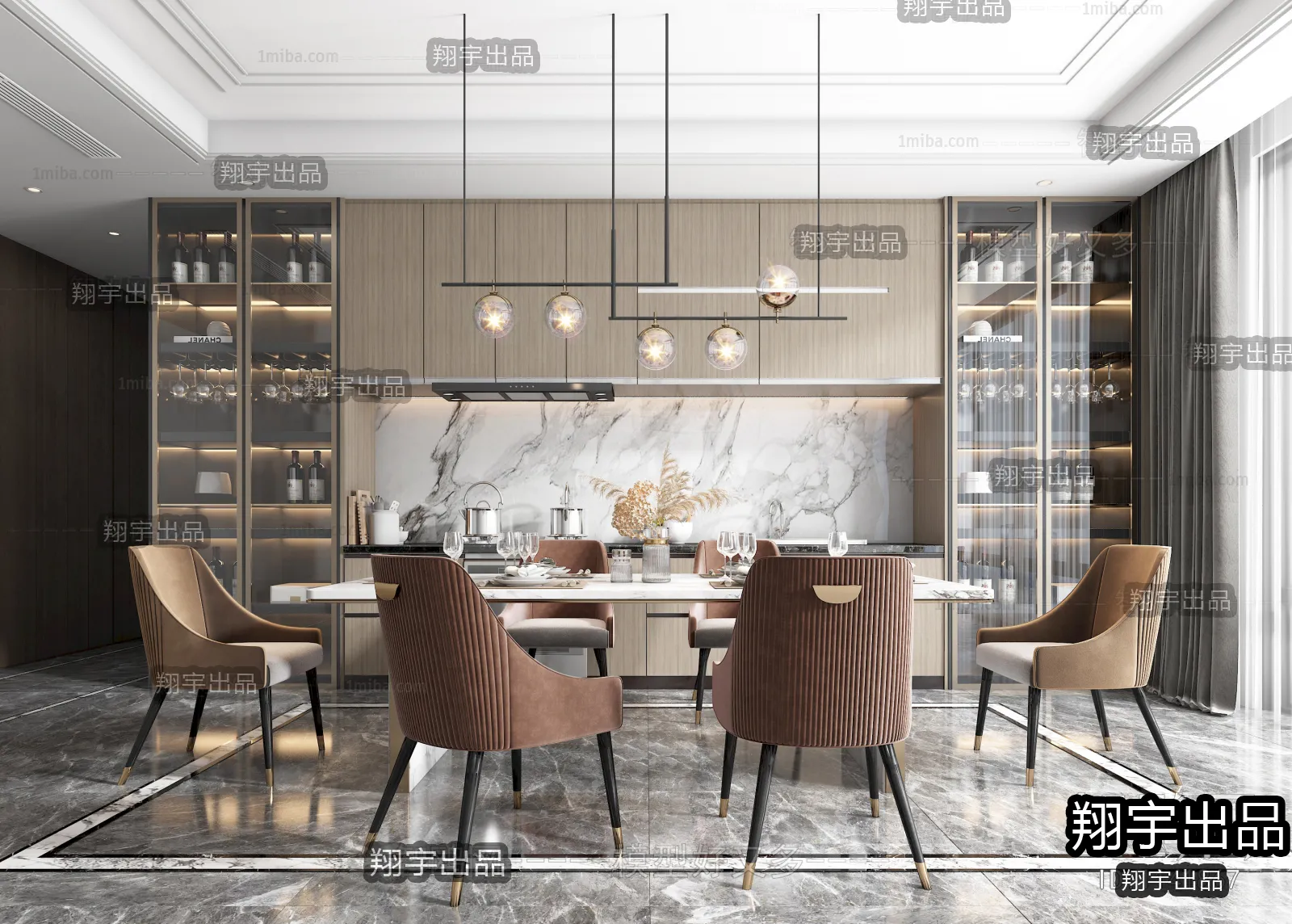 Dining Room – Modern Style Interior 3D Scenes – 013