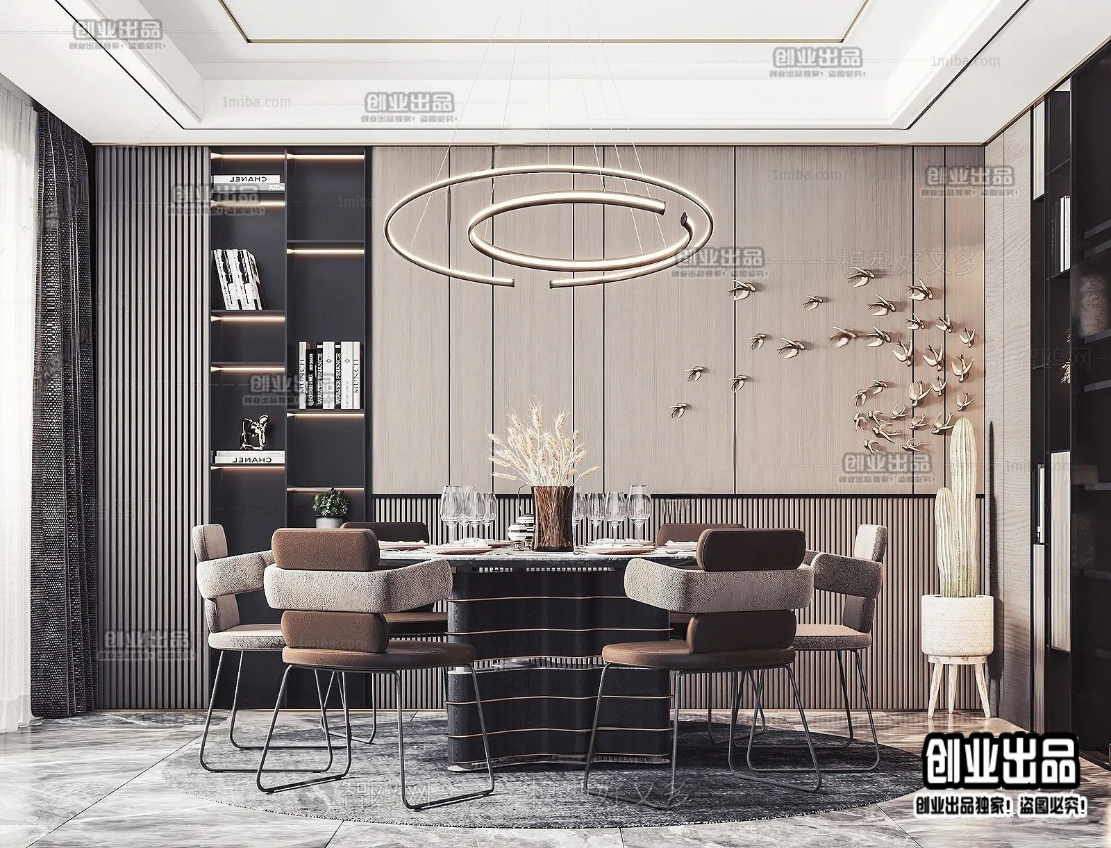 Dining Room – Modern Style Interior 3D Scenes – 015