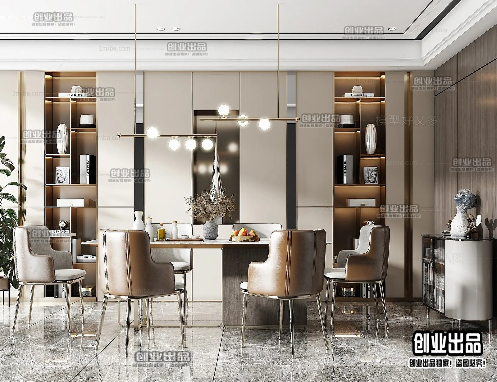 Dining Room – Modern Style Interior 3D Scenes – 017