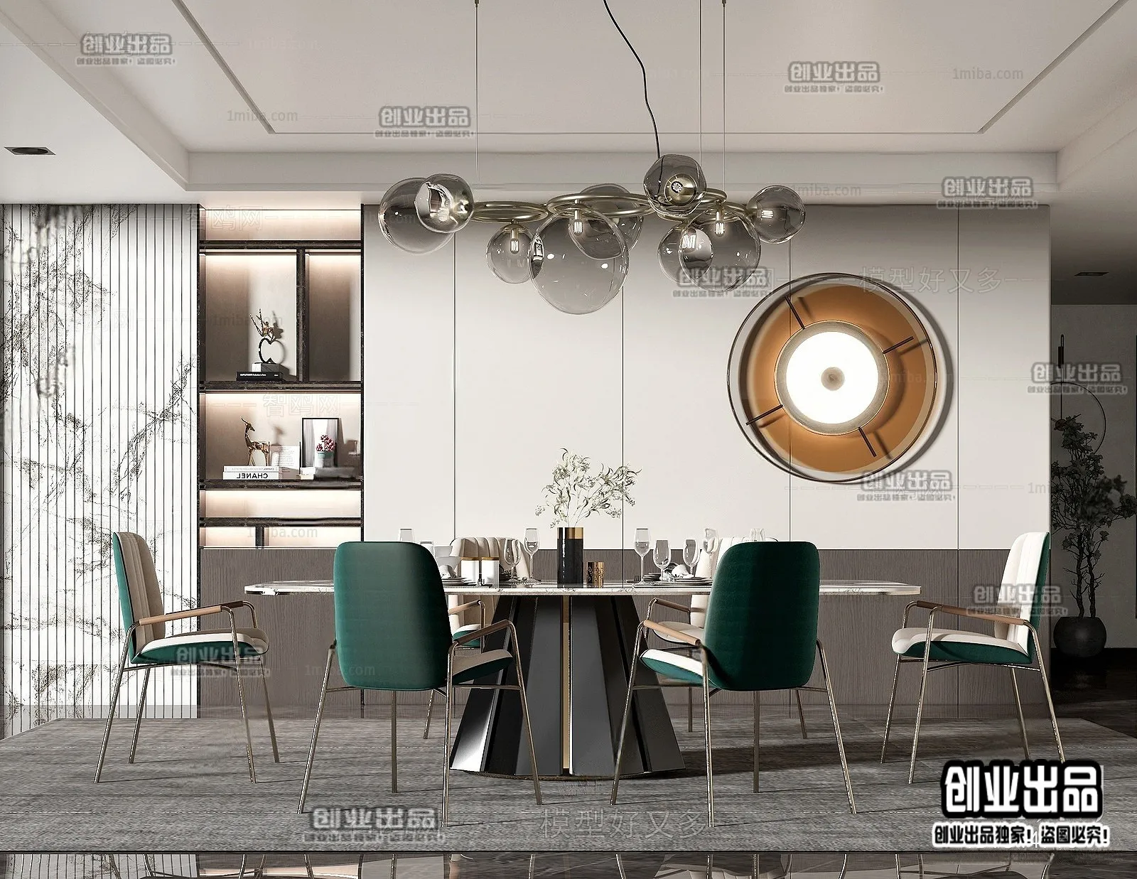 Dining Room – Modern Style Interior 3D Scenes – 018