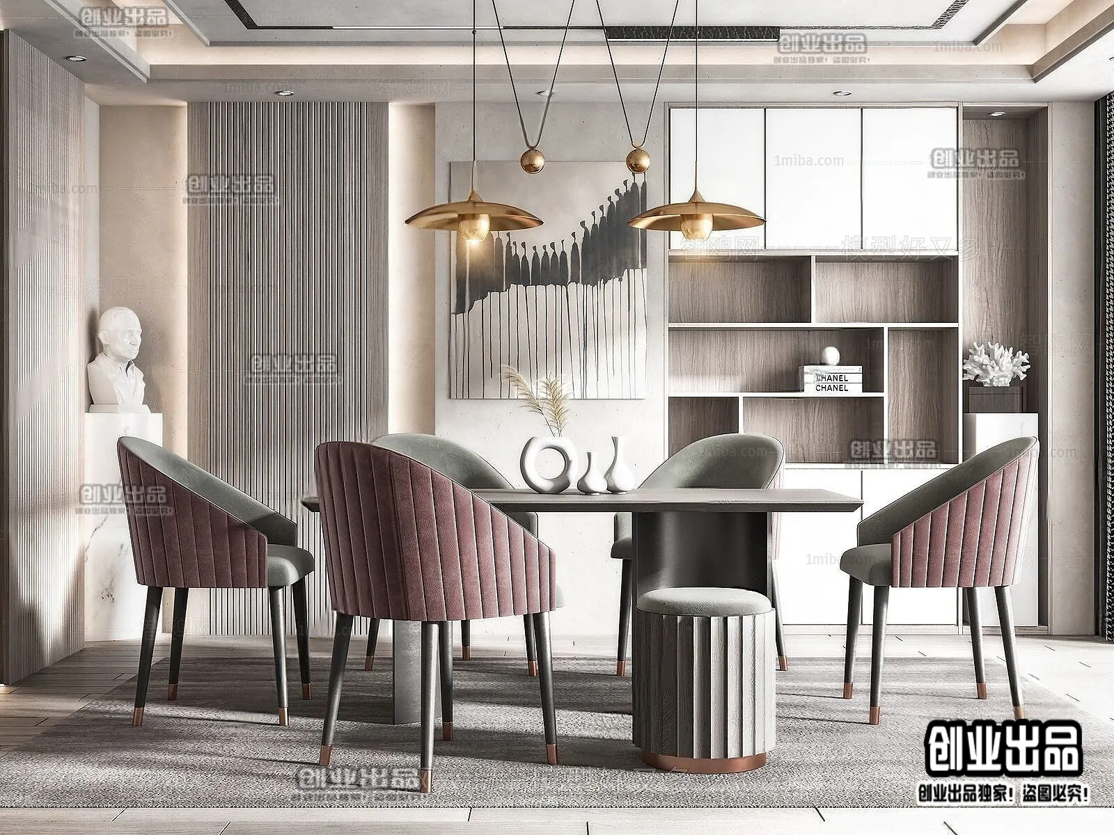 Dining Room – Modern Style Interior 3D Scenes – 020