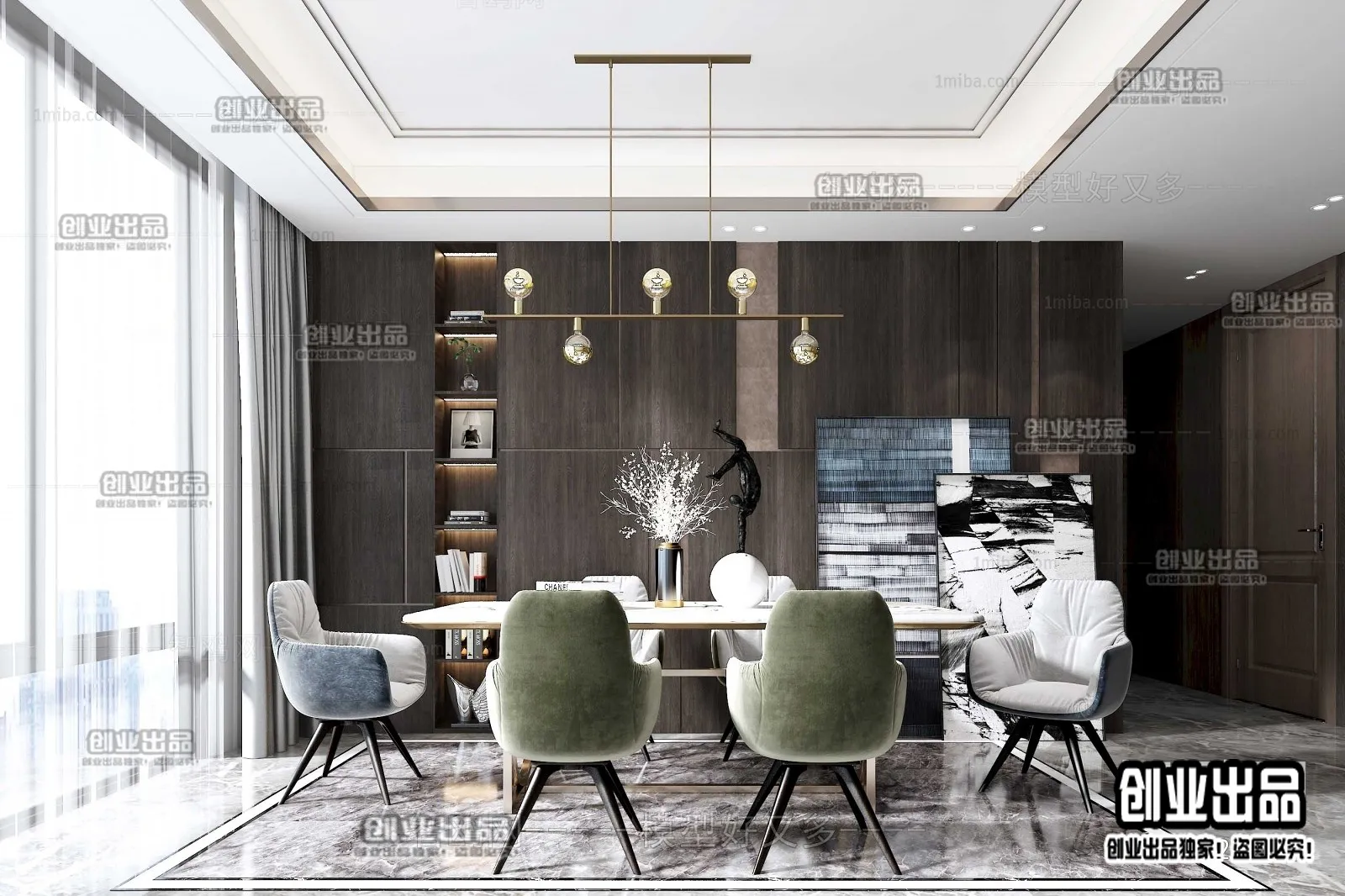 Dining Room – Modern Style Interior 3D Scenes – 025