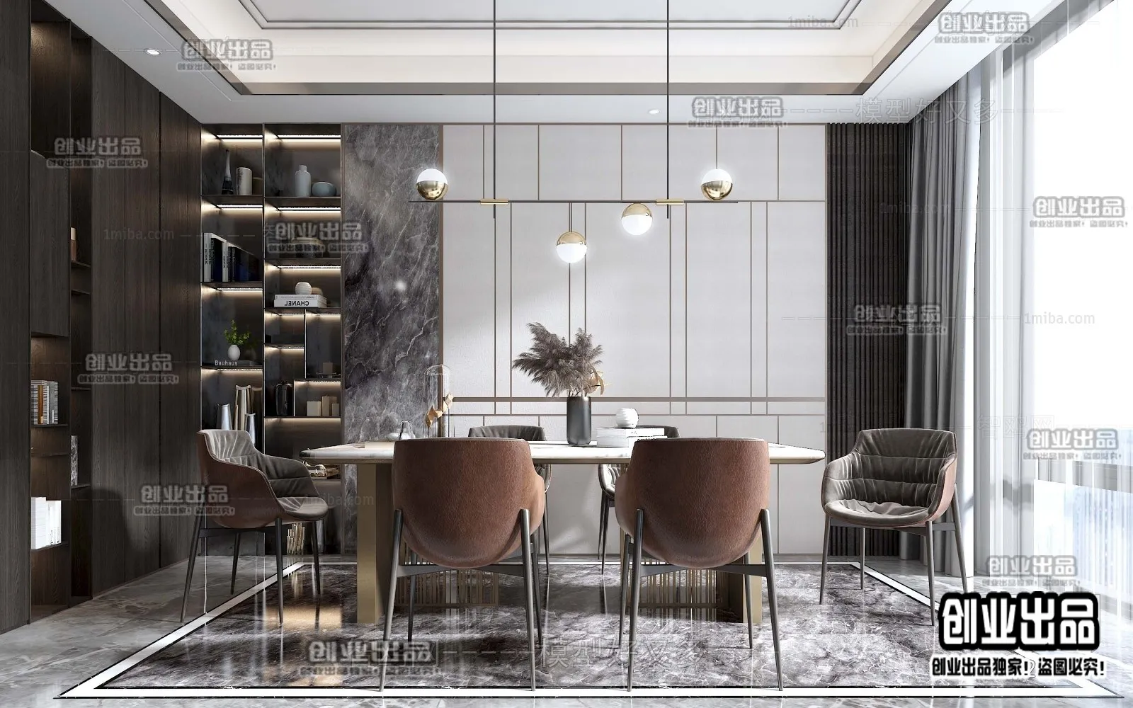 Dining Room – Modern Style Interior 3D Scenes – 026