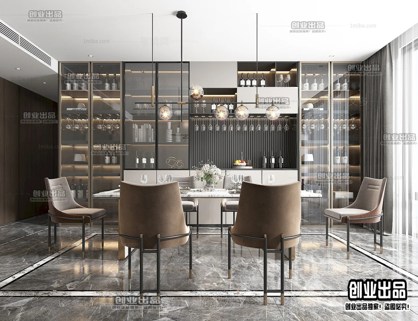 Dining Room – Modern Style Interior 3D Scenes – 028