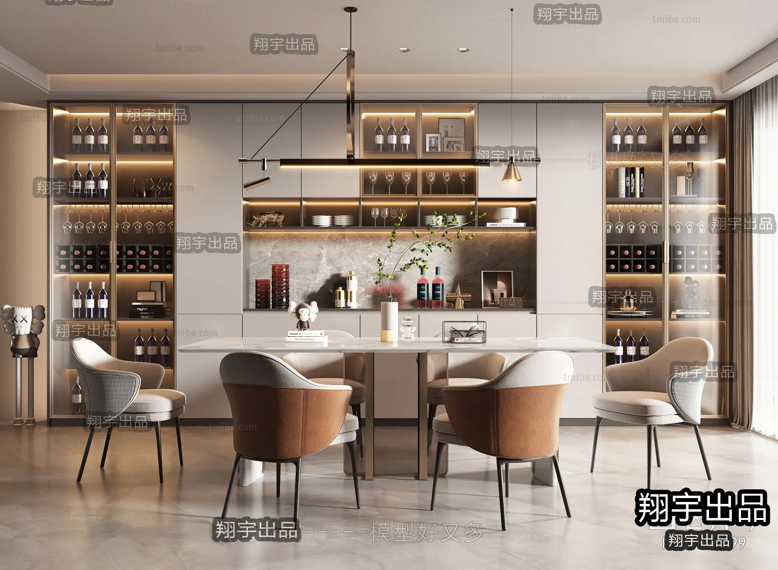 Dining Room – Modern Style Interior 3D Scenes – 044