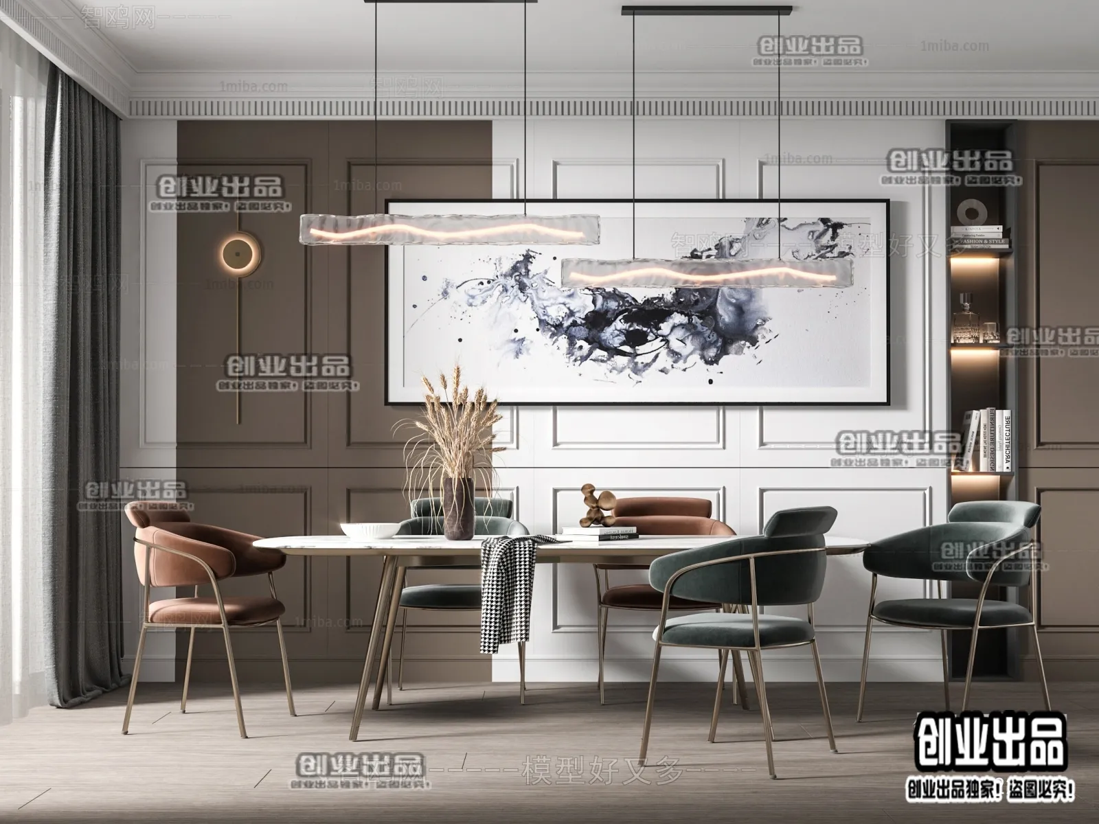 Dining Room – Modern Style Interior 3D Scenes – 046