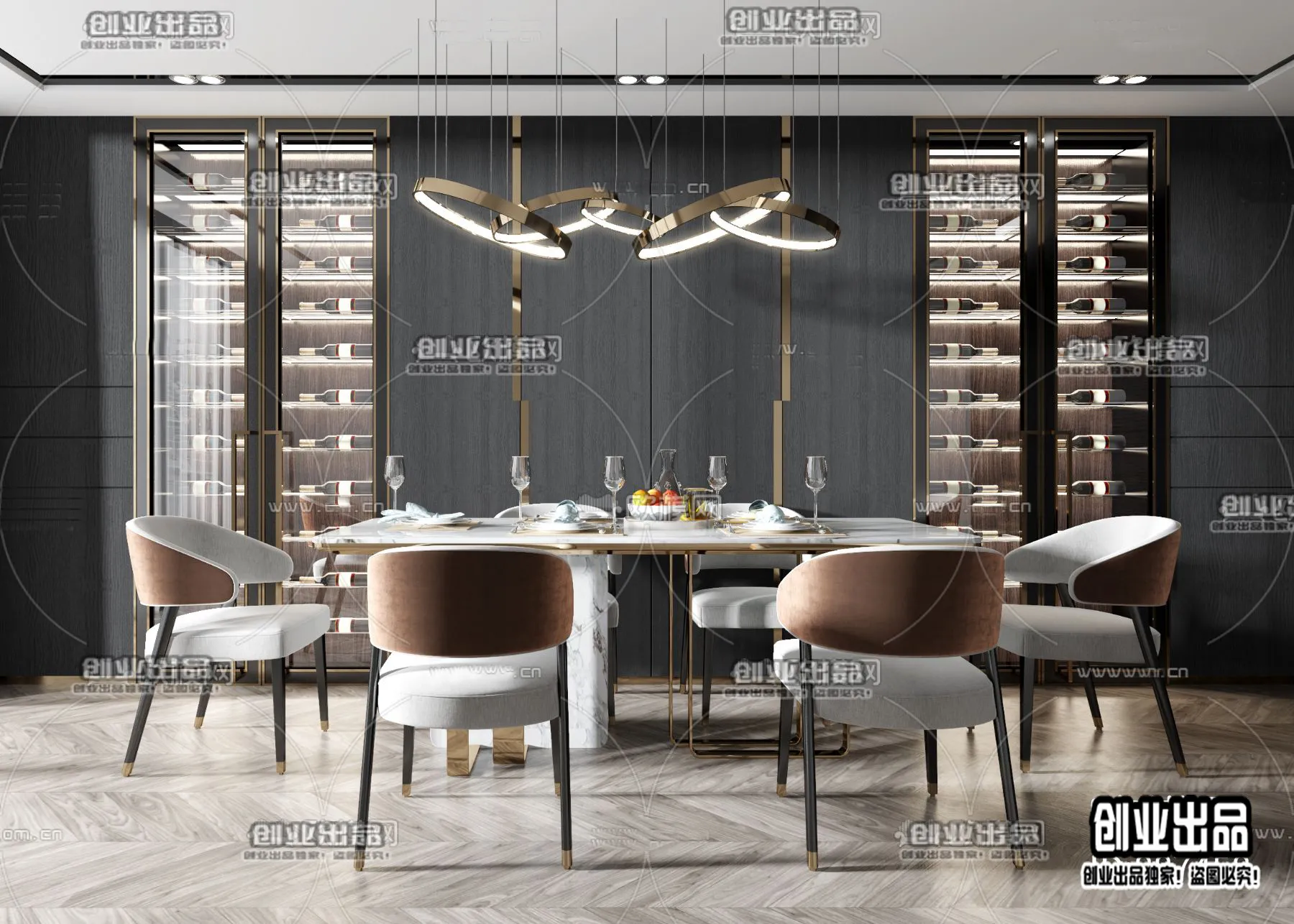 Dining Room – Modern Style Interior 3D Scenes – 048