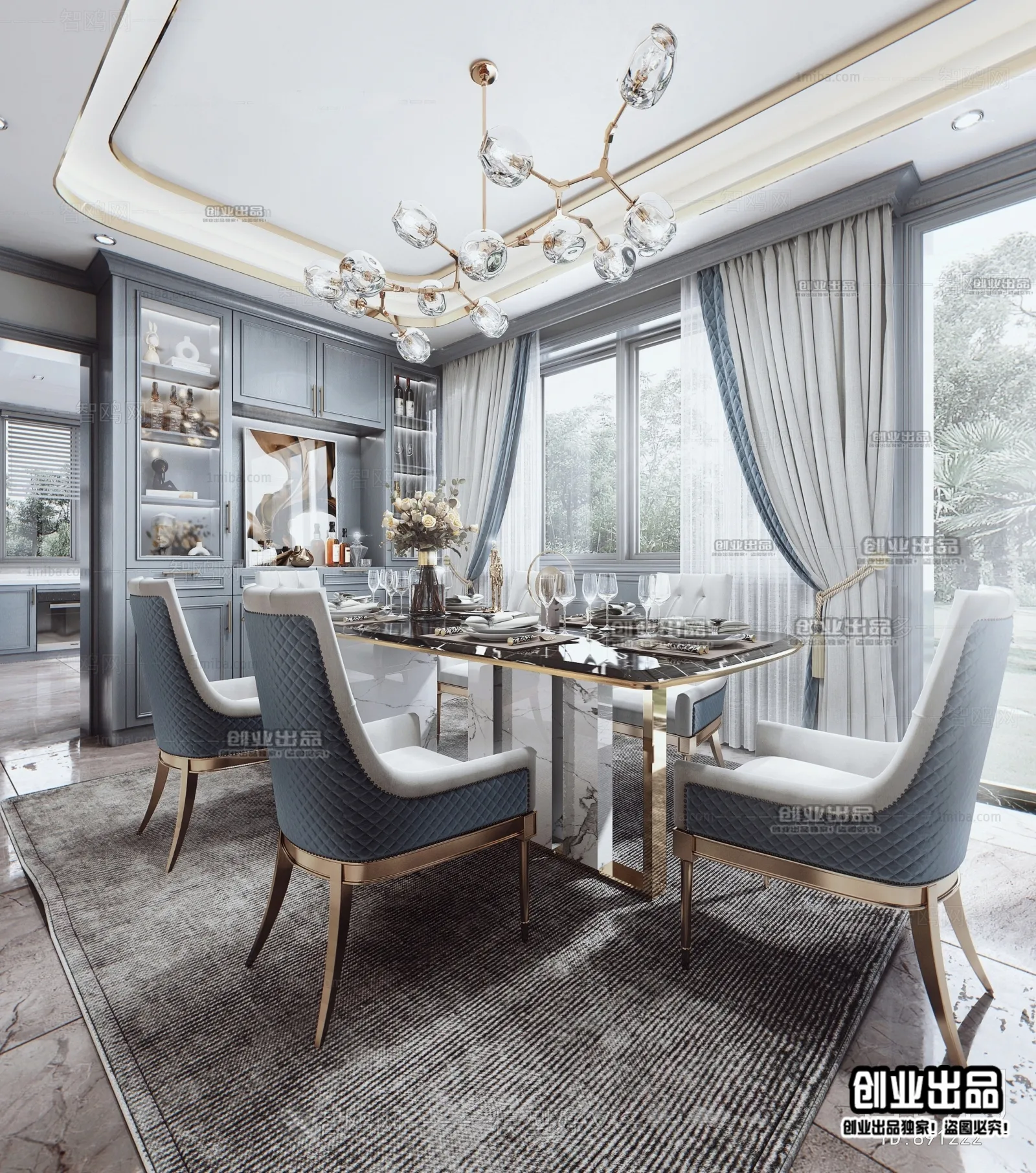 Dining Room – Modern Style Interior 3D Scenes – 050