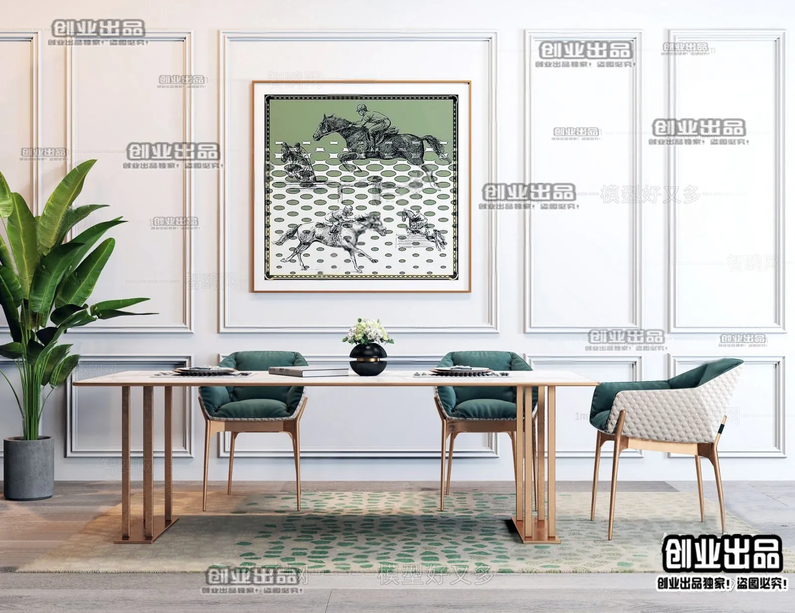 Dining Room – Modern Style Interior 3D Scenes – 051