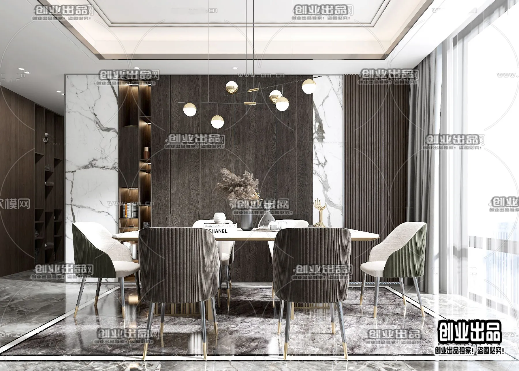 Dining Room – Modern Style Interior 3D Scenes – 053