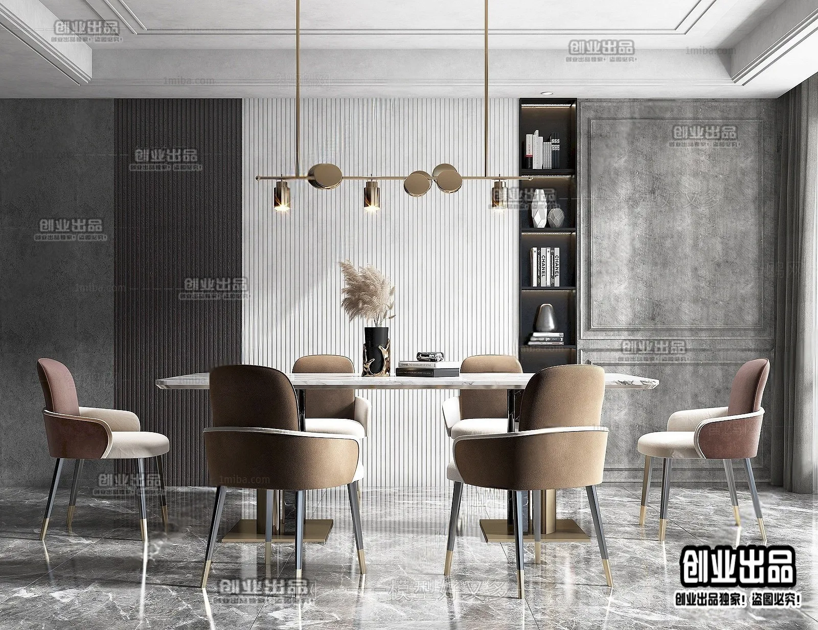 Dining Room – Modern Style Interior 3D Scenes – 060