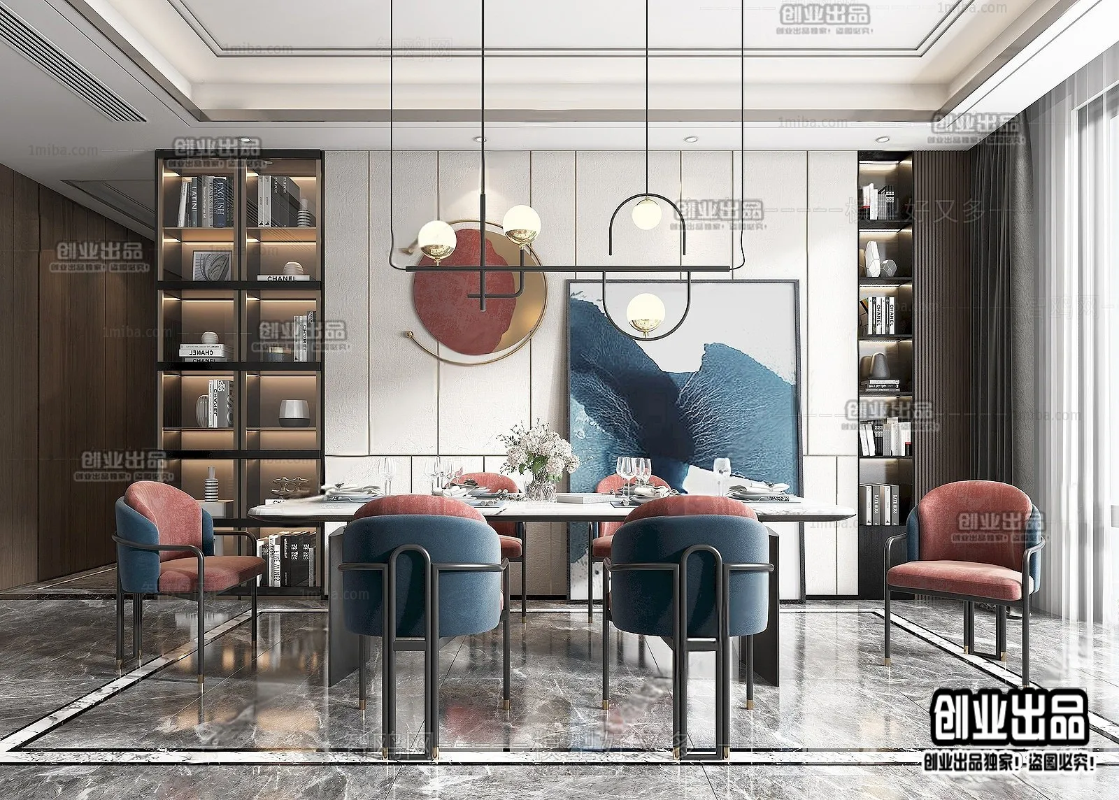 Dining Room – Modern Style Interior 3D Scenes – 065