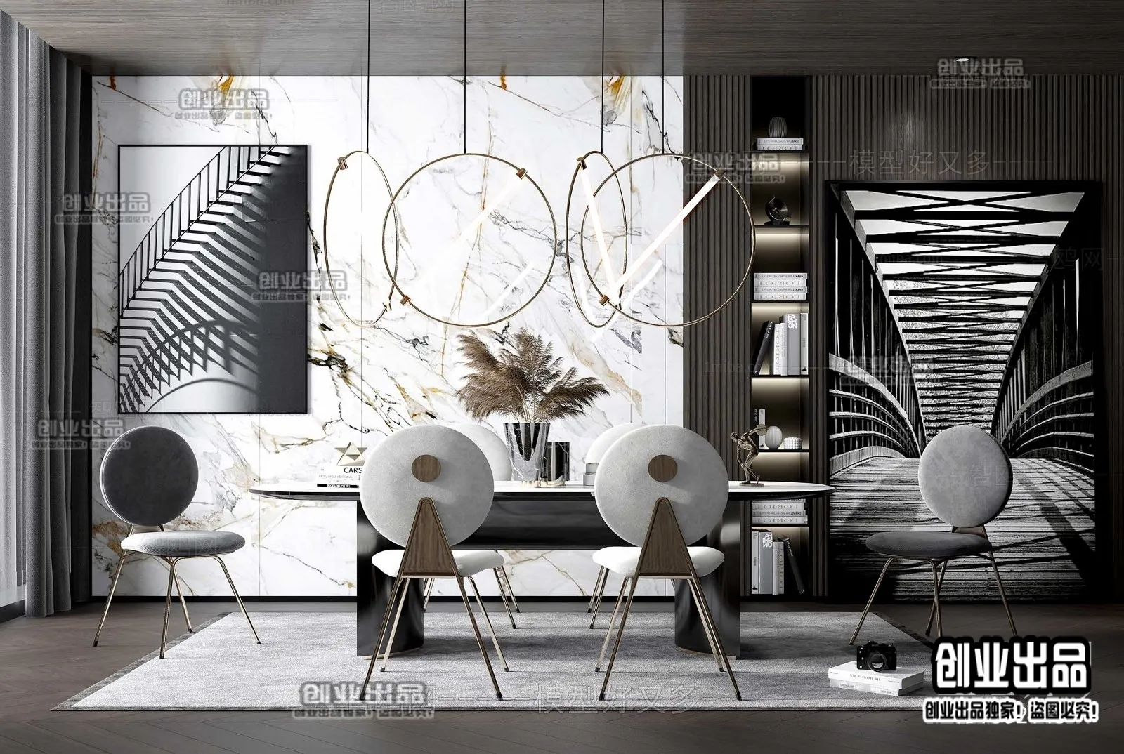 Dining Room – Modern Style Interior 3D Scenes – 072