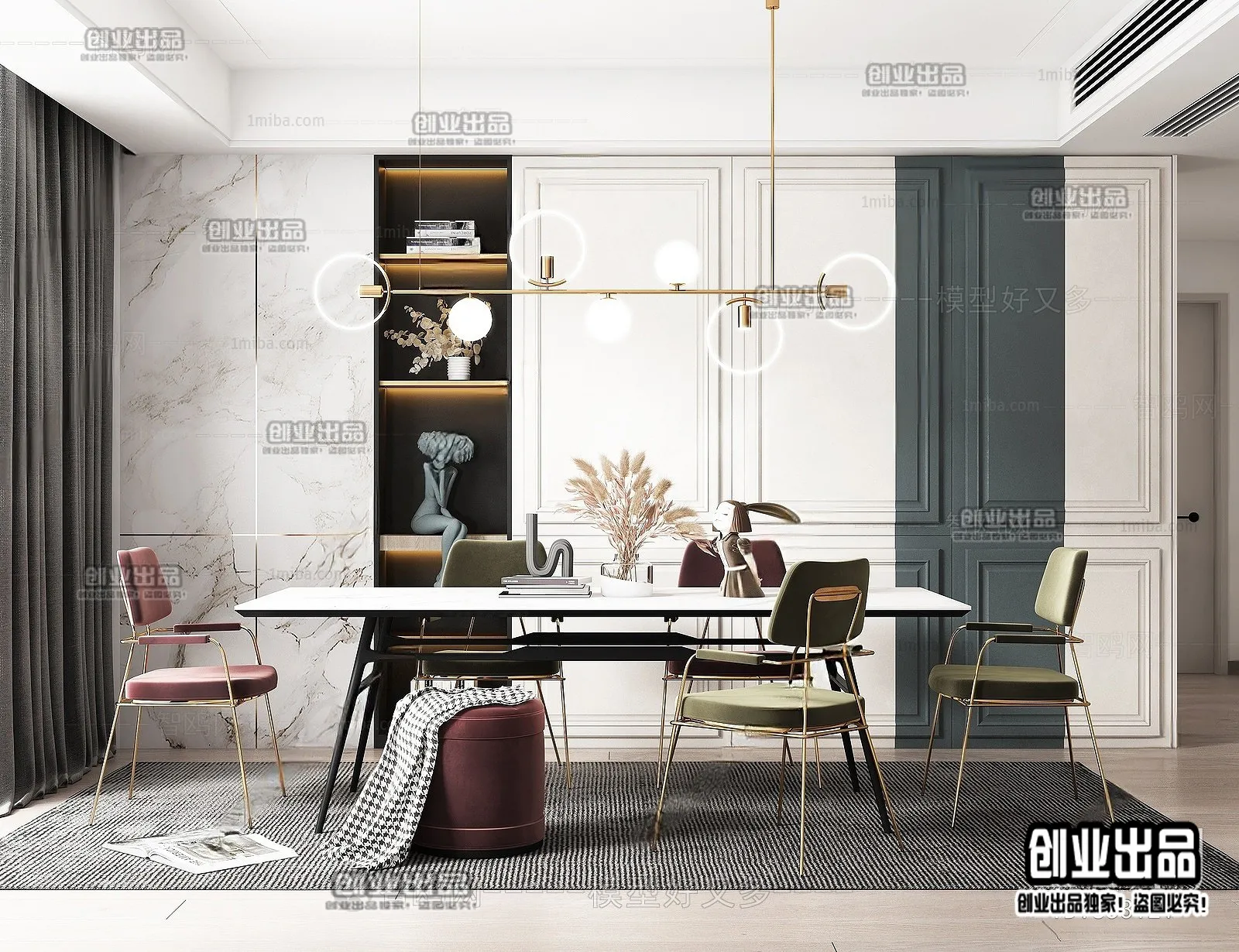 Dining Room – Modern Style Interior 3D Scenes – 078