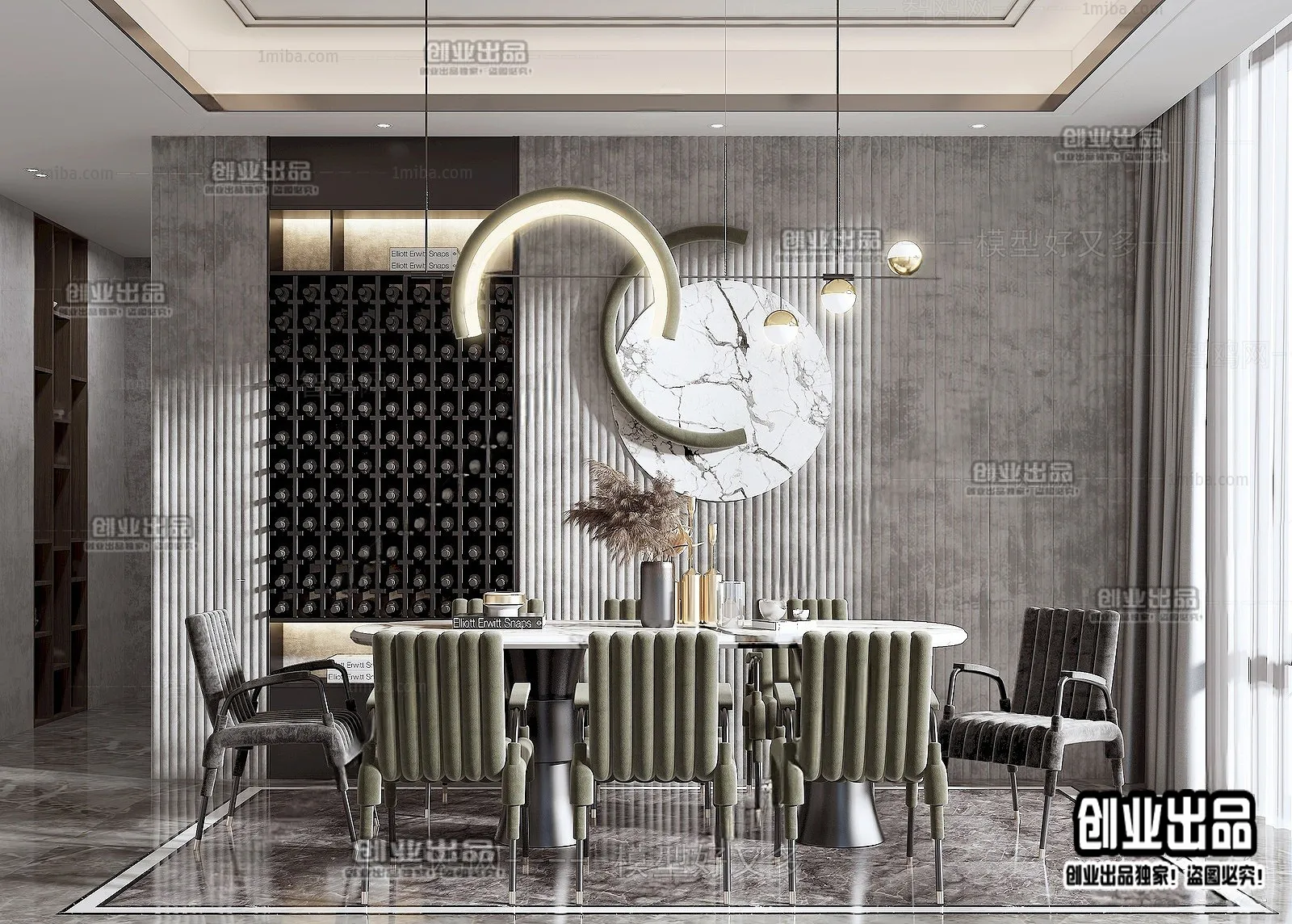 Dining Room – Modern Style Interior 3D Scenes – 079