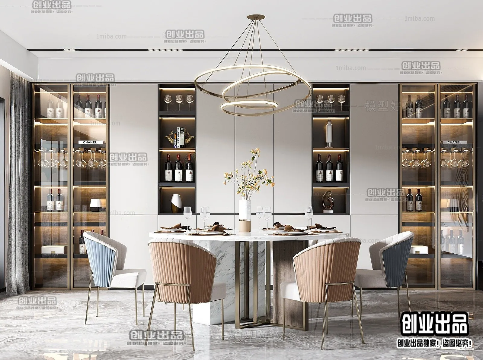 Dining Room – Modern Style Interior 3D Scenes – 081