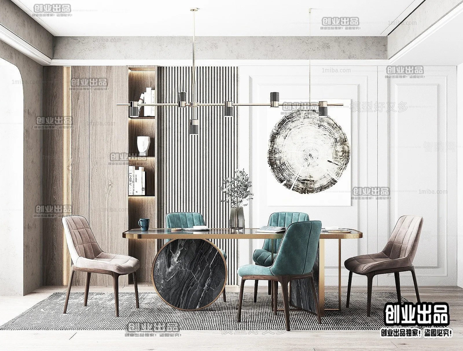 Dining Room – Modern Style Interior 3D Scenes – 082