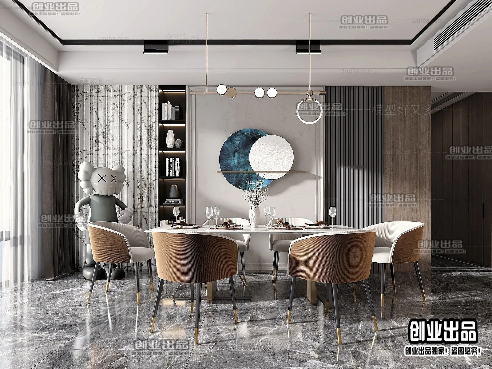 Dining Room – Modern Style Interior 3D Scenes – 092