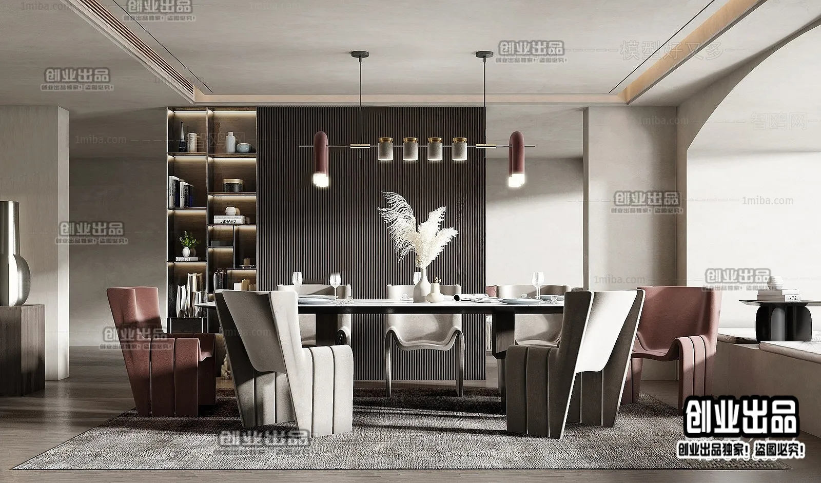 Dining Room – Modern Style Interior 3D Scenes – 093