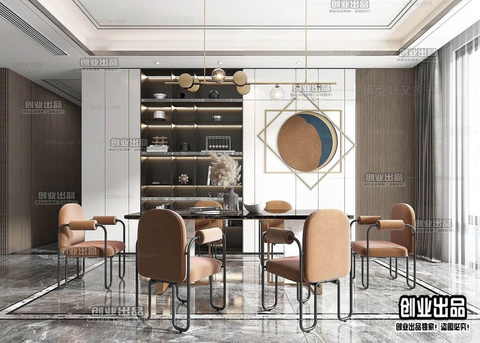 Dining Room – Modern Style Interior 3D Scenes – 098