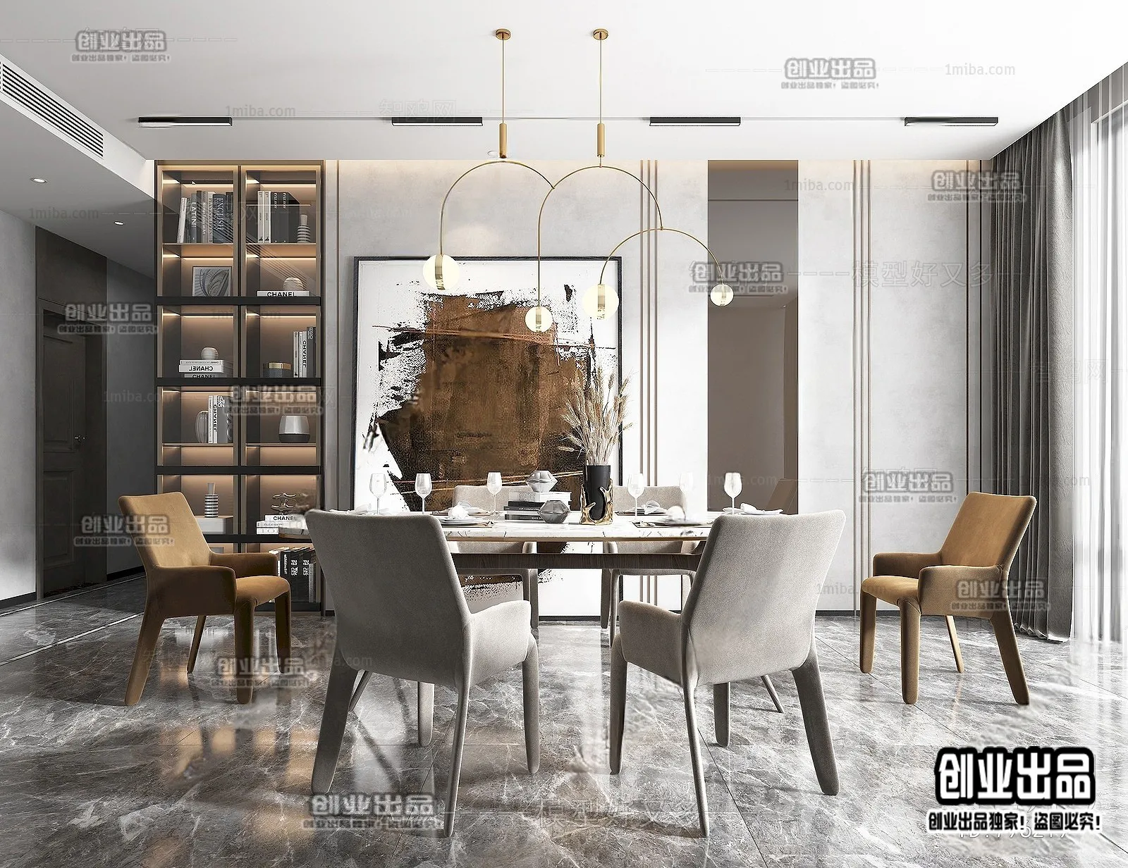 Dining Room – Modern Style Interior 3D Scenes – 104