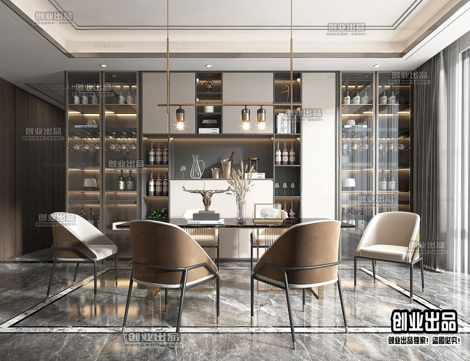 Dining Room – Modern Style Interior 3D Scenes – 107