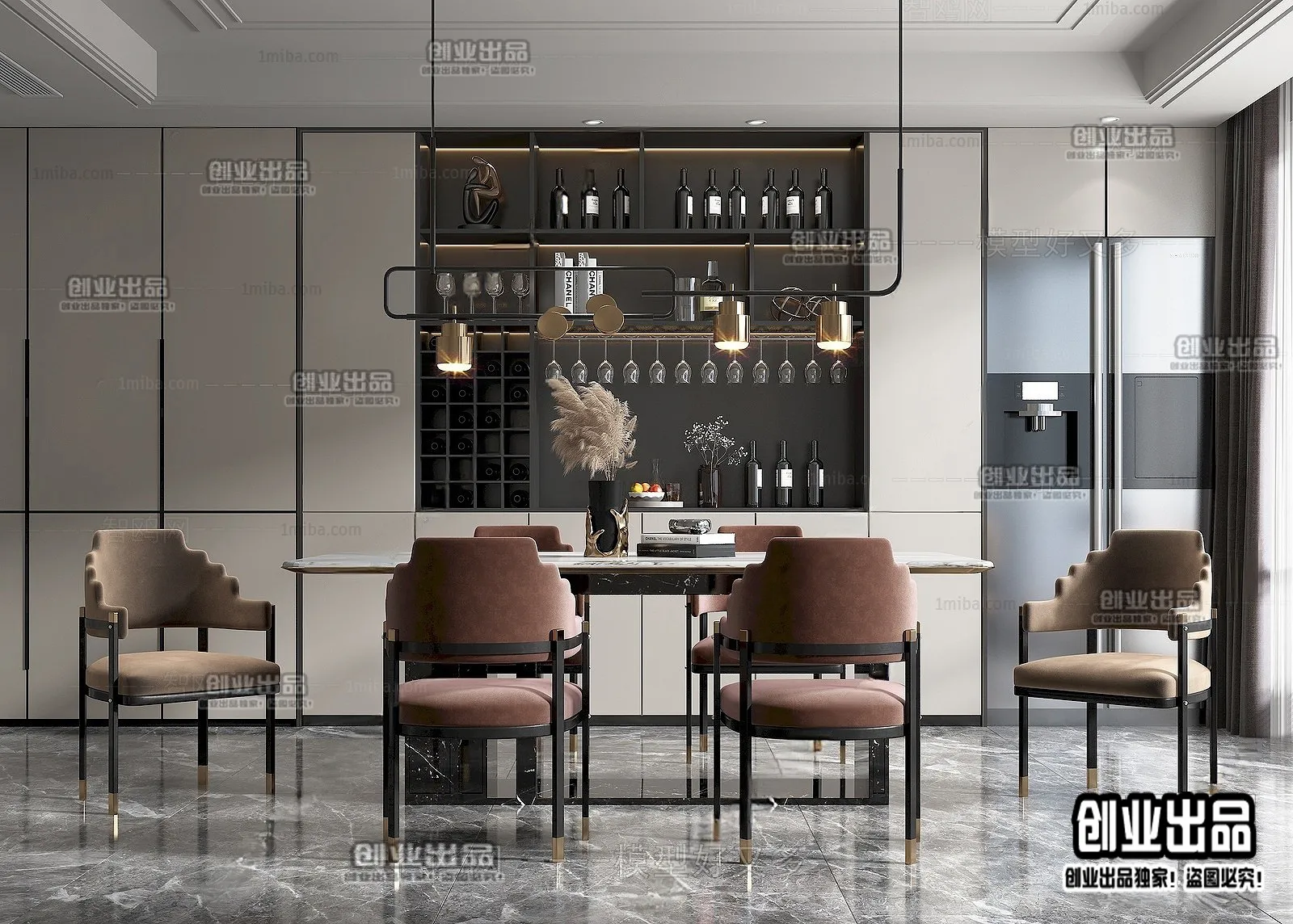 Dining Room – Modern Style Interior 3D Scenes – 131