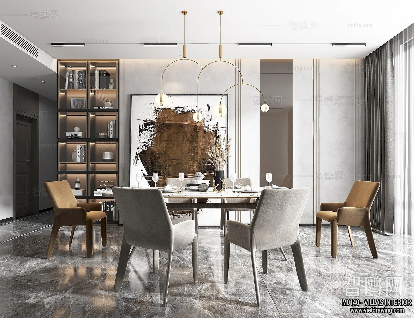 Dining Room – Villas 3D Interior Scene – 3D Models – 023