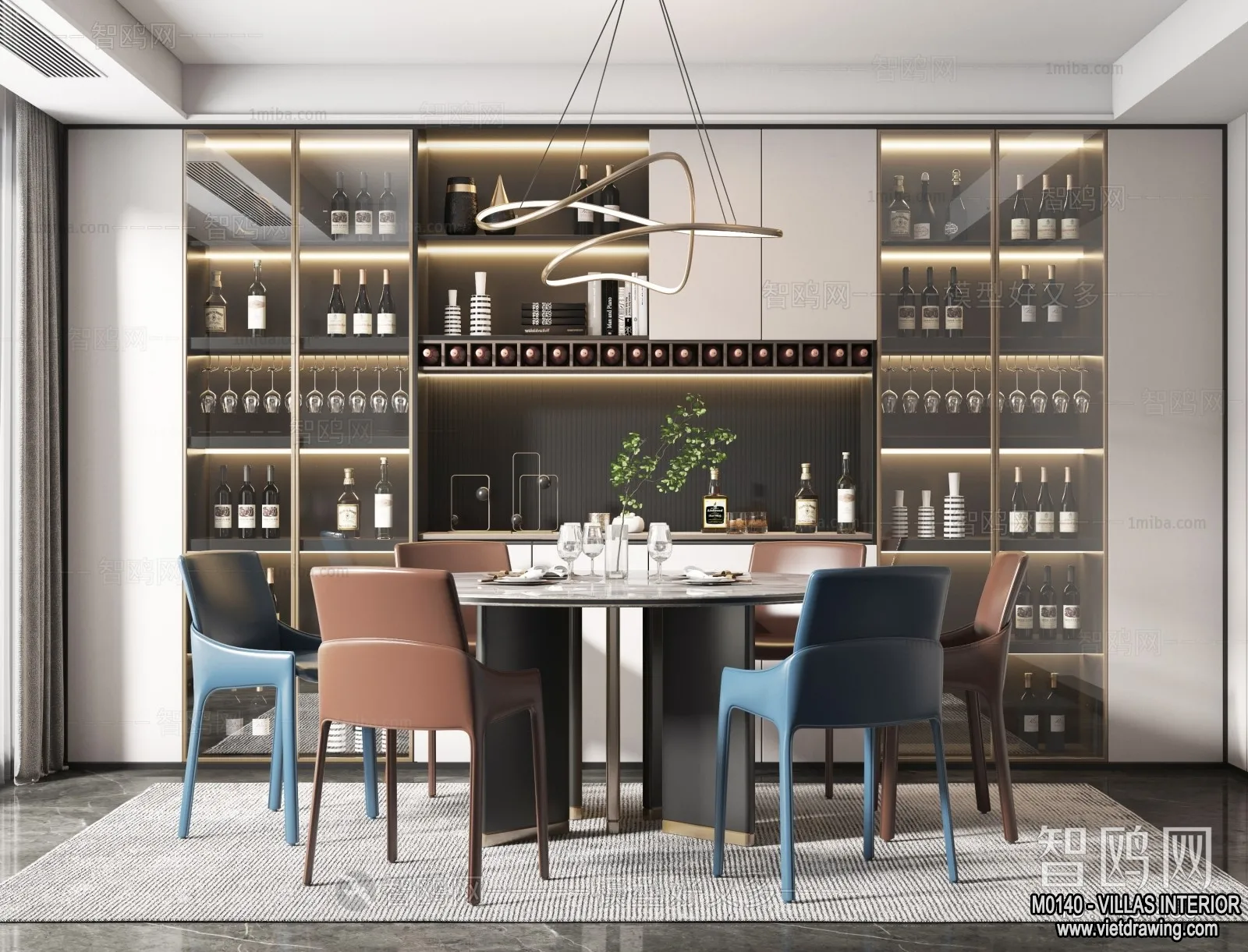 Dining Room – Villas 3D Interior Scene – 3D Models – 068