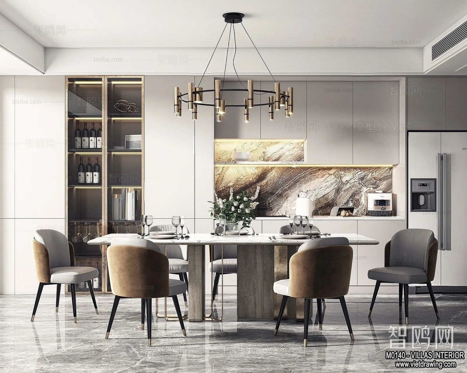 Dining Room – Villas 3D Interior Scene – 3D Models – 173