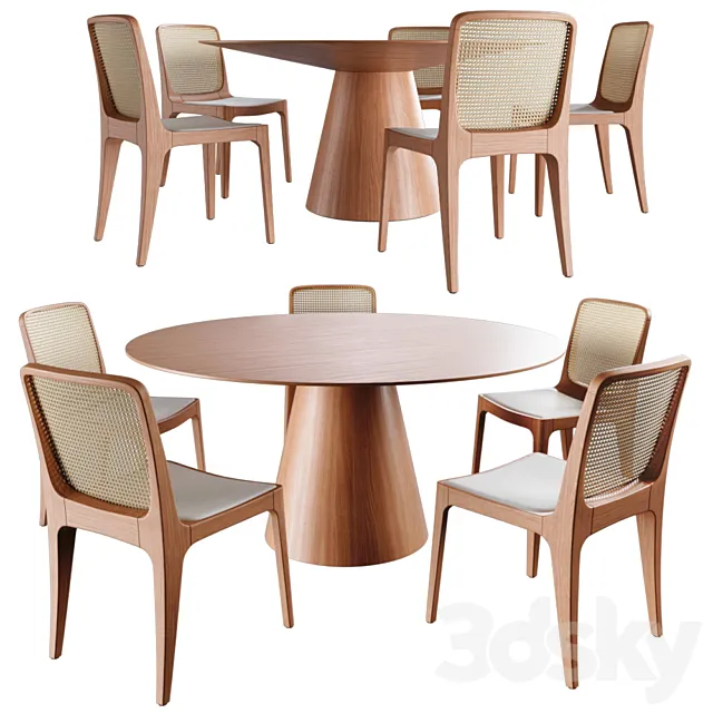 Dining Round Table Bossa Palha Set 3ds Max