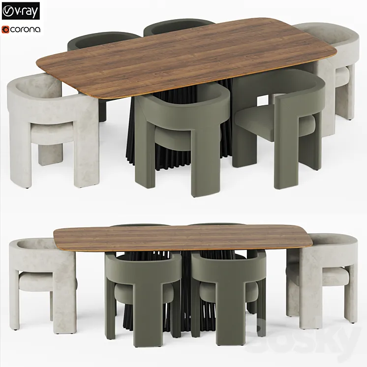 Dining set-01 3DS Max Model
