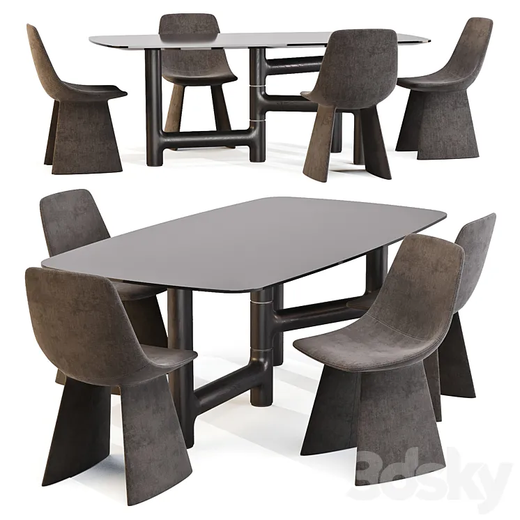 Dining Set 02: Bonaldo (Pivot Table and Agea Chairs) 3DS Max