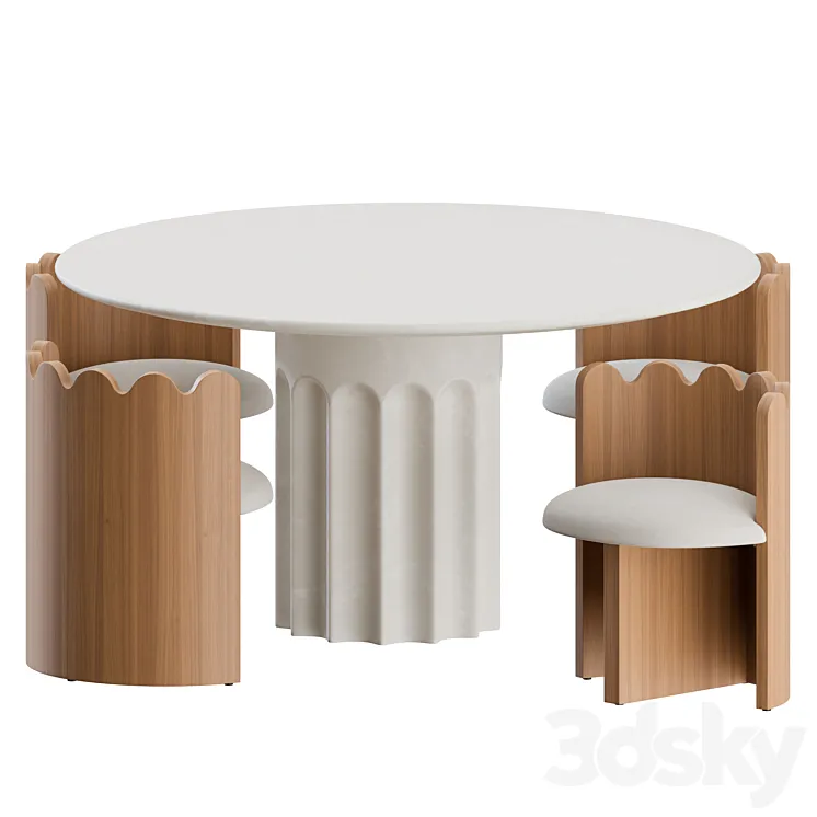 Dining Set 02 by Lulu and Georgia 3DS Max Model