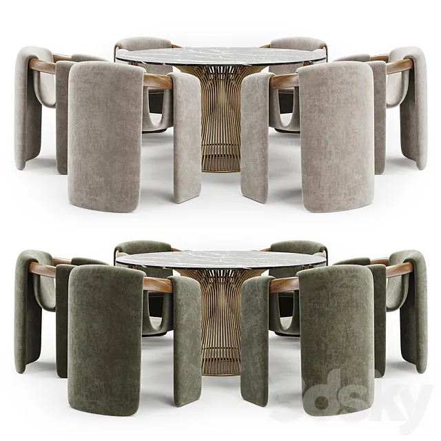 dining set 136 3ds Max