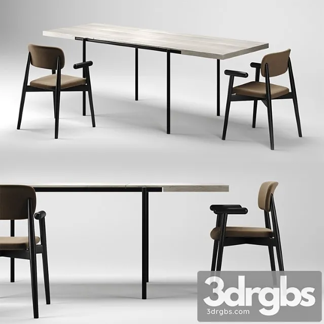 Dining Set 2 Mzpa Mild Chair And Romp Te01 Table 3 3dsmax Download