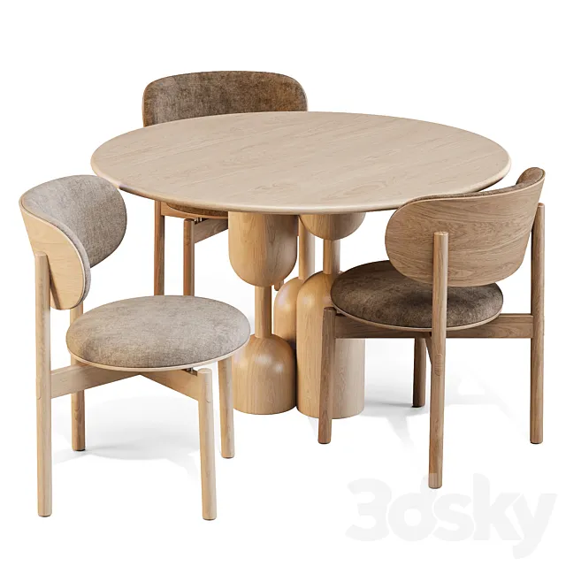 Dining Set: Artekura and Arco (Baoba Table and Re-Volve Chairs) 3ds Max