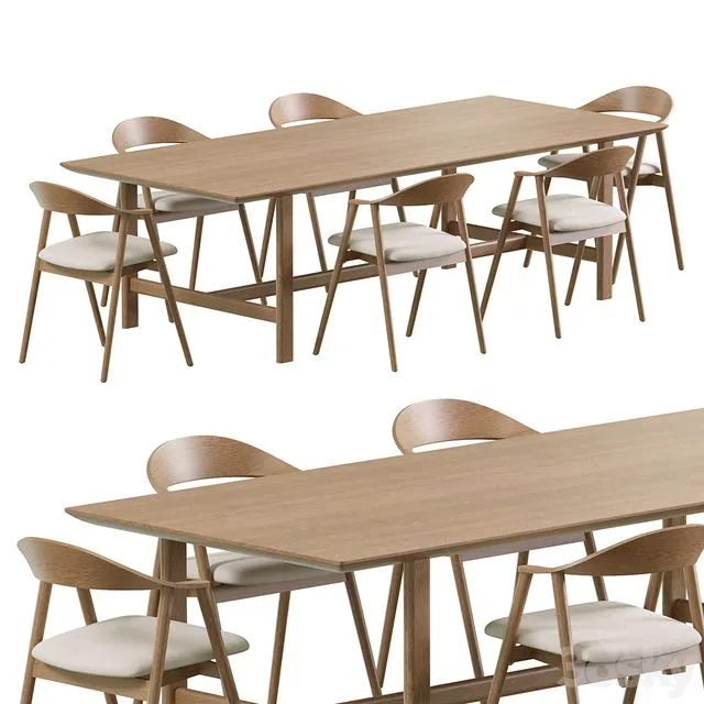 Dining Set by Coshliving Kett Karm Trestle 3dsMax Model