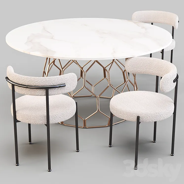 Dining Set: CB2 (Circuit Table and Inesse Chair) 3DS Max
