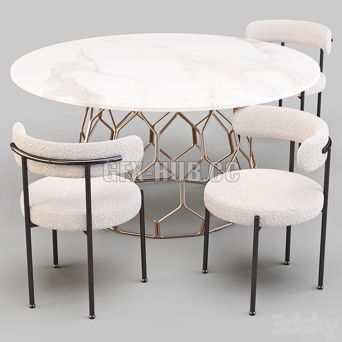Dining Set CB2 (Circuit Table and Inesse Chair) 3dsMax Model