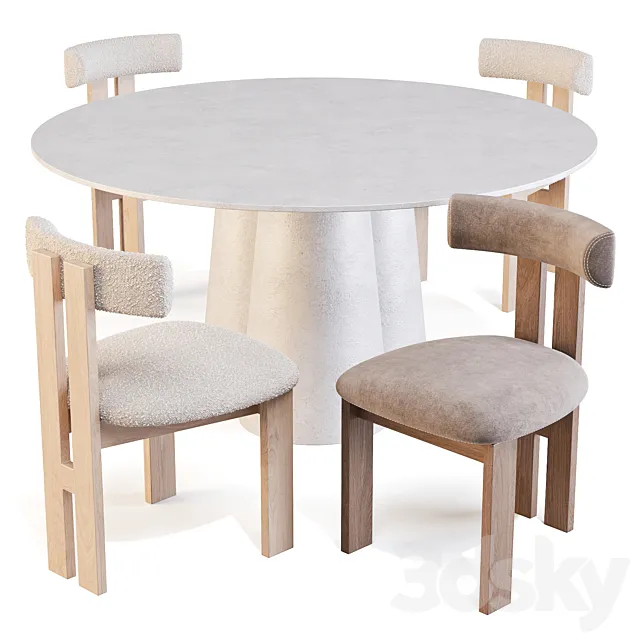 Dining Set: Crate and Barrel (Davenport Table and Ceremonie Chairs) 3DS Max Model