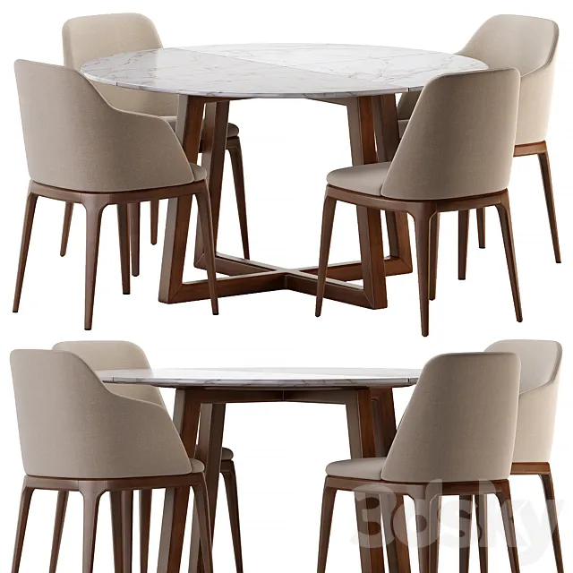 Dining set Grace chair and table 3ds Max