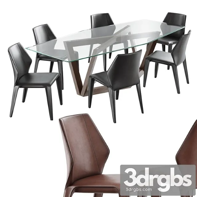Dining Set Natuzzi Frida Chair C014 Hex Table E015 3dsmax Download